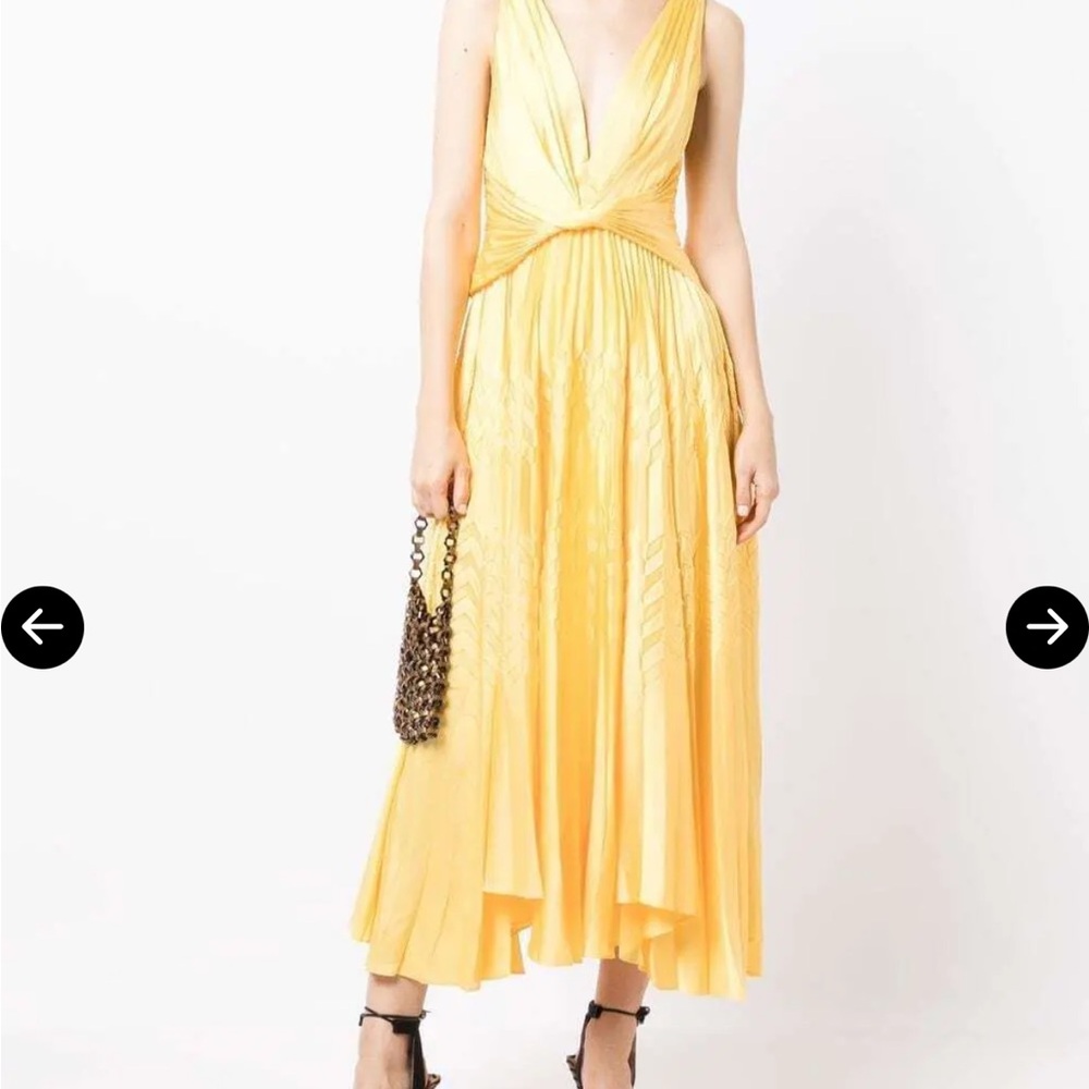 Acler Yellow Asymmetrical Midi Dress